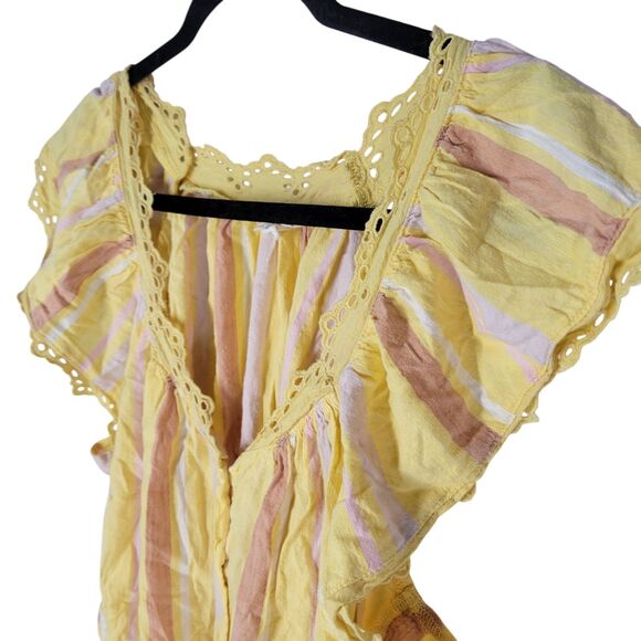 A New Approach Womens Sz XL Yellow Striped Sleeveless Blouse - Picture 3 of 11